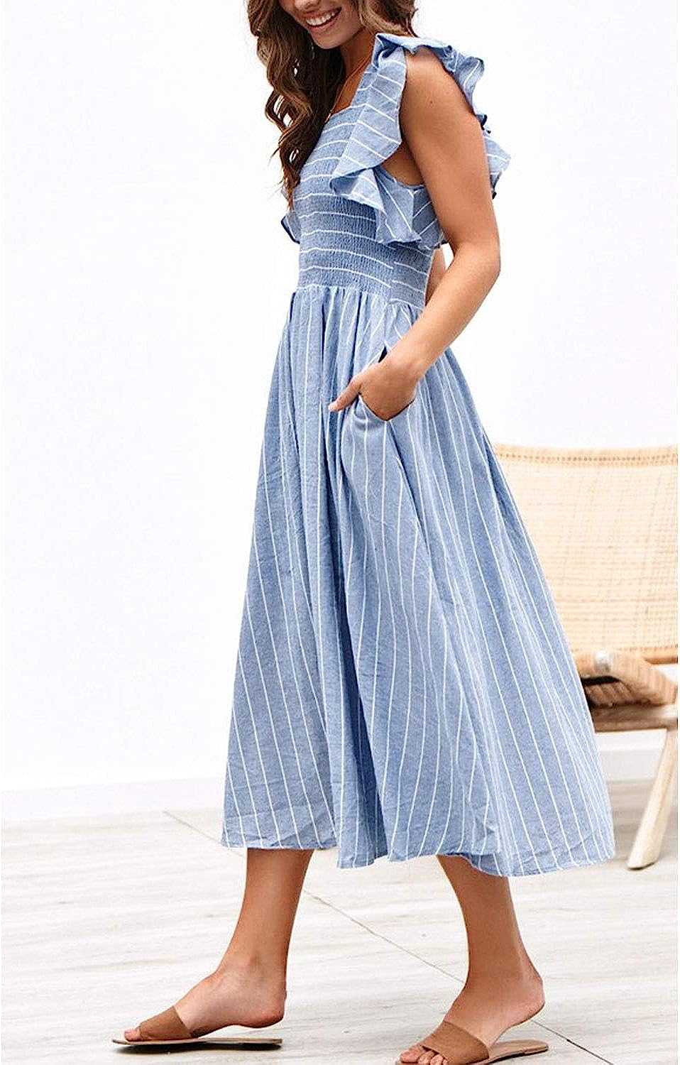 Womens casual summer midi on sale dresses